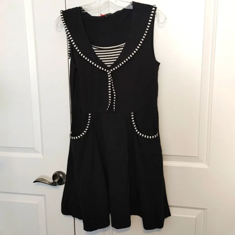 NEW Hell Bunny XS Nautical Collared Dress Size XS - Picture 6 of 8